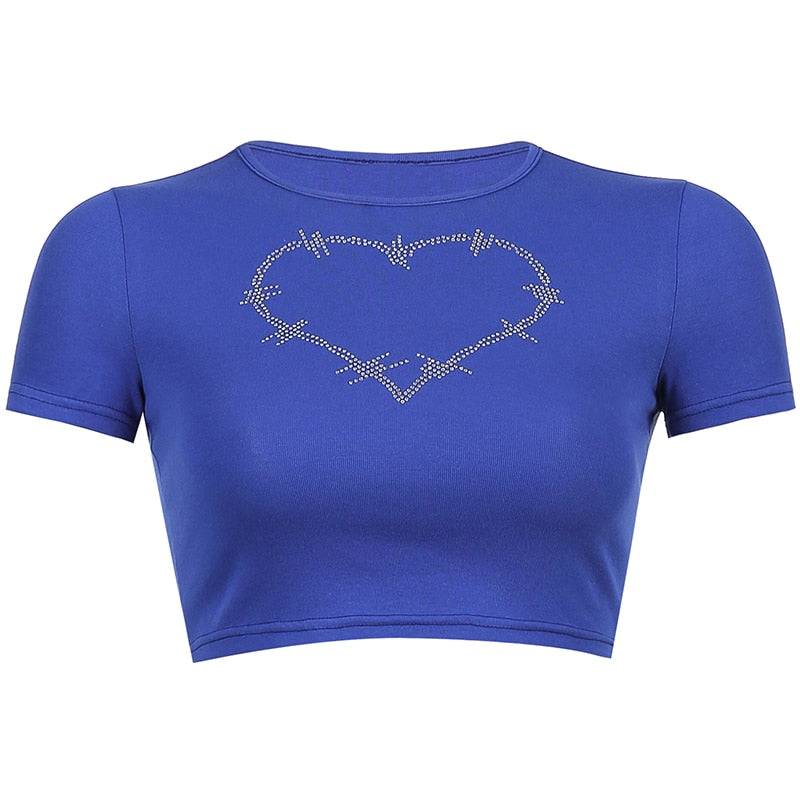 Spiderweb Rhinestone Y2K Crop Top