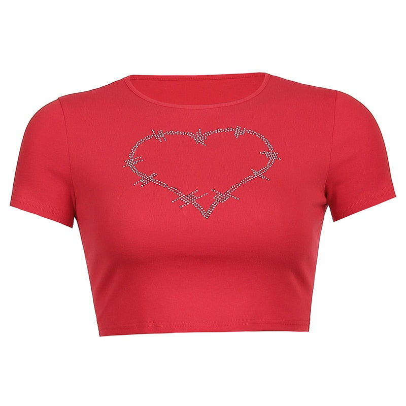 Spiderweb Rhinestone Y2K Crop Top