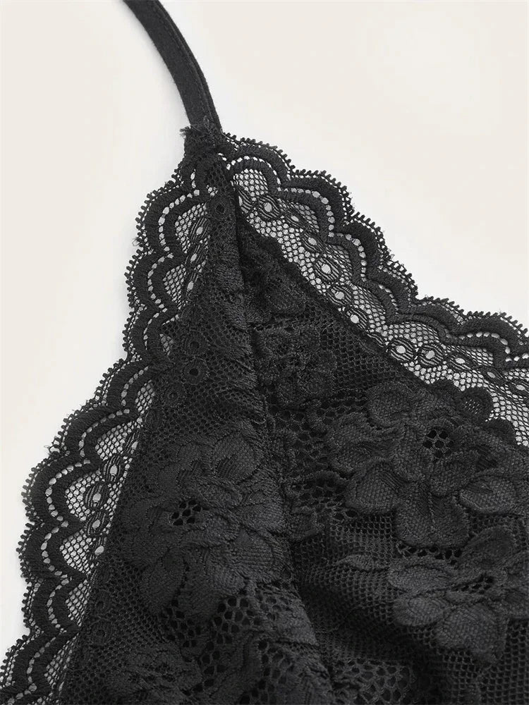 Lace-Up Goth Halter Crop Top