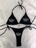 Rhinestone Lace-Up Y2K Bikini