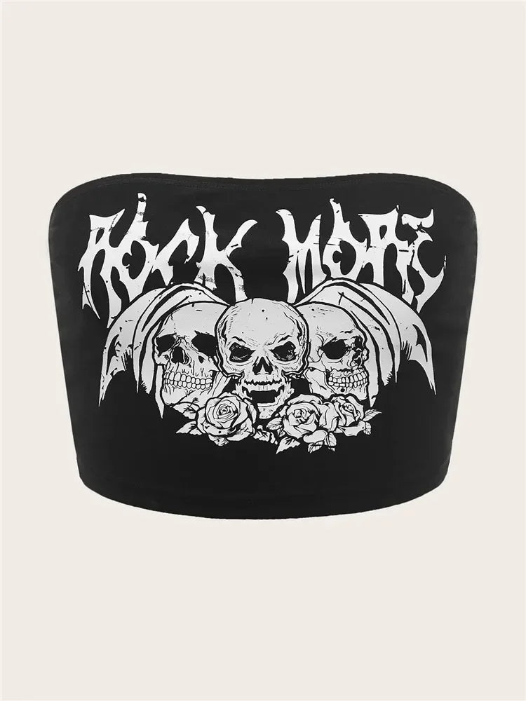 Skull Letter Y2K Tube Top