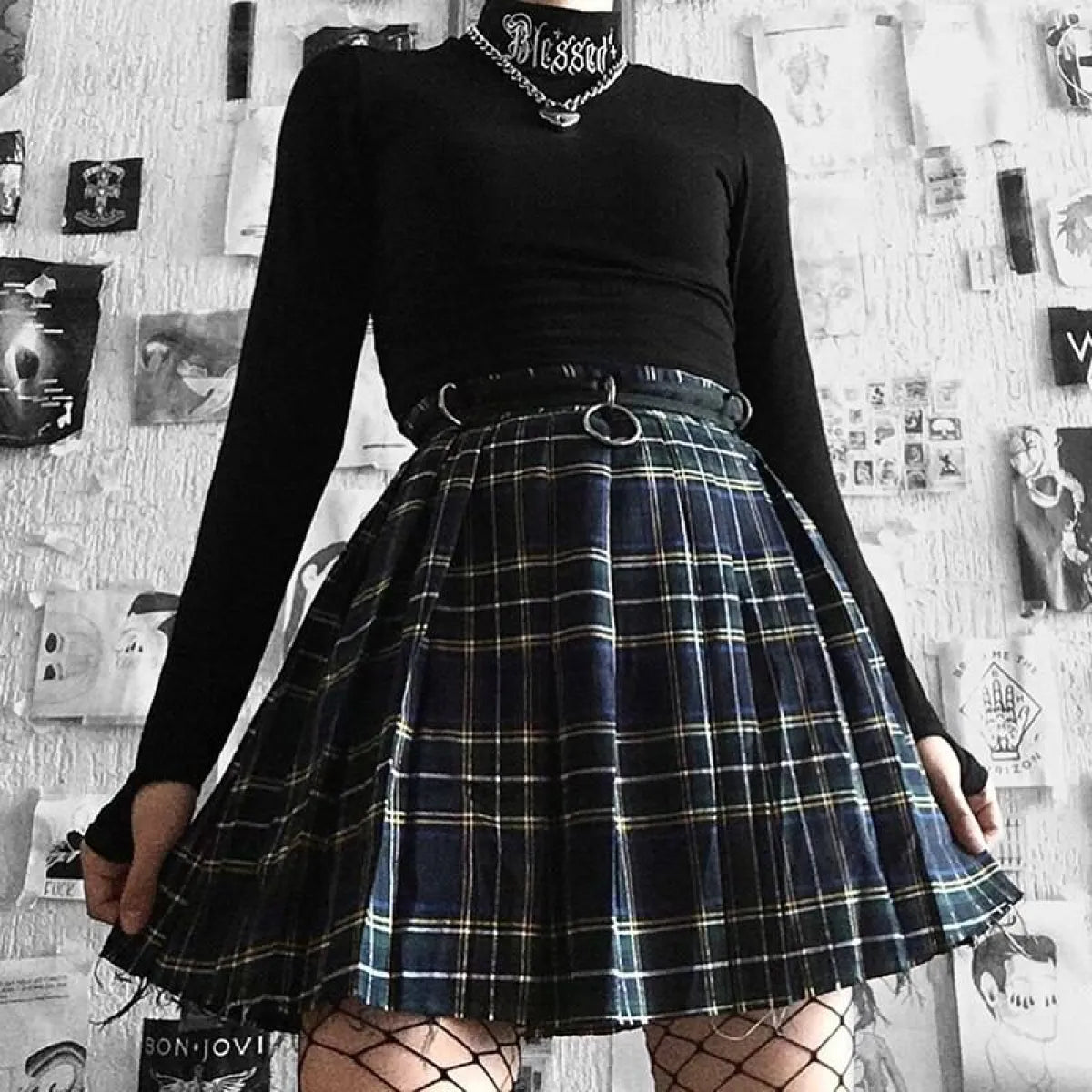 Blessed Gothic Turtleneck Crop Top