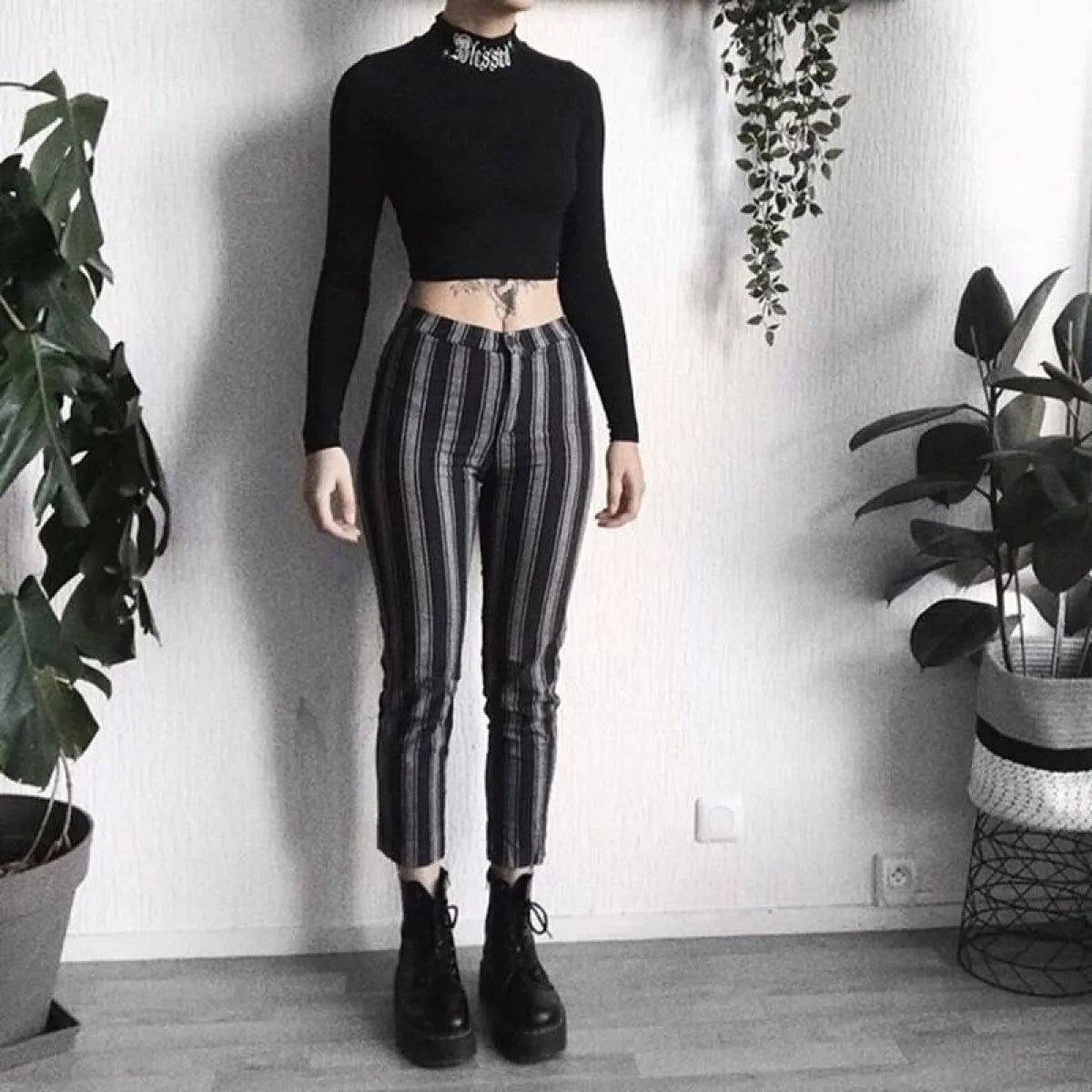 Blessed Gothic Turtleneck Crop Top