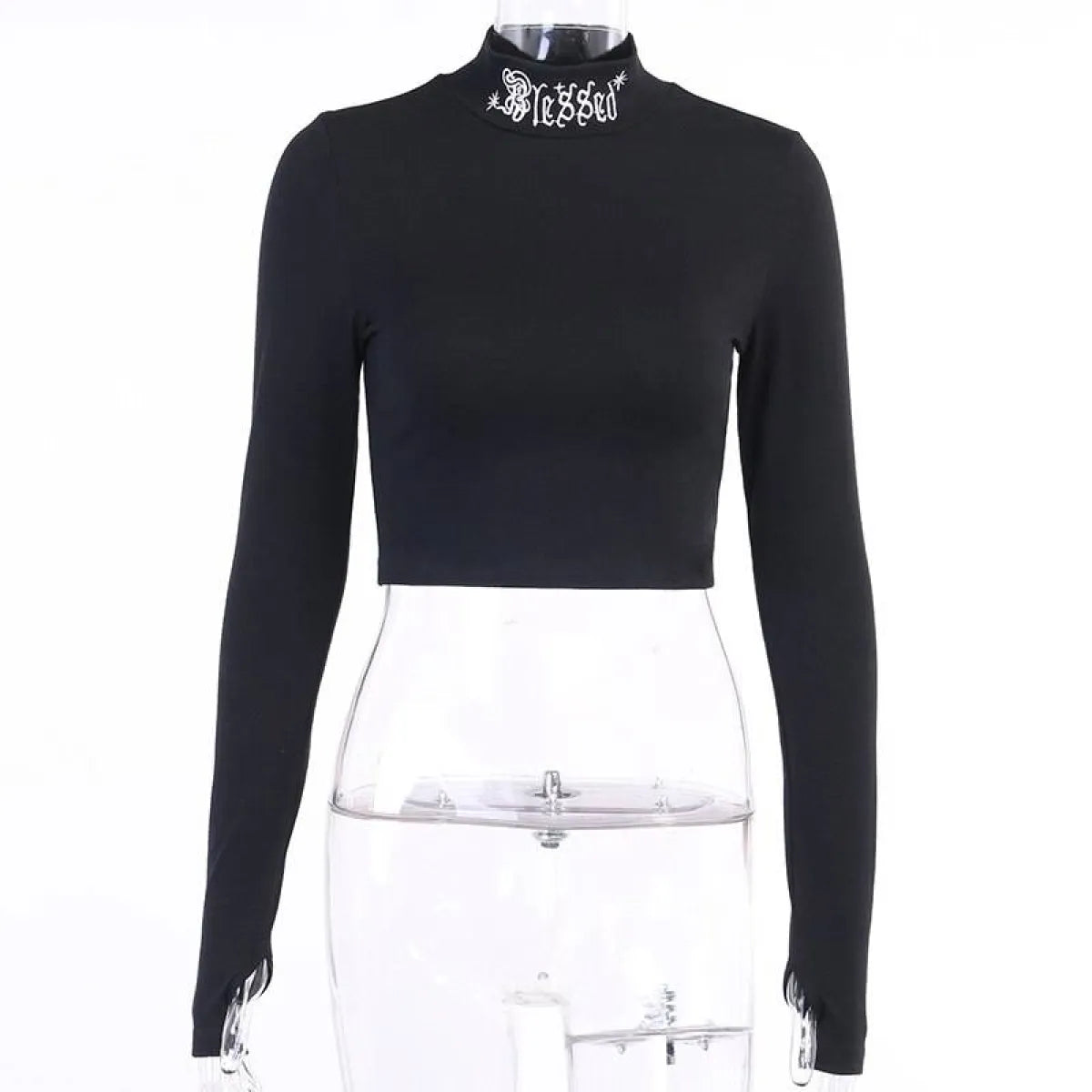 Blessed Gothic Turtleneck Crop Top