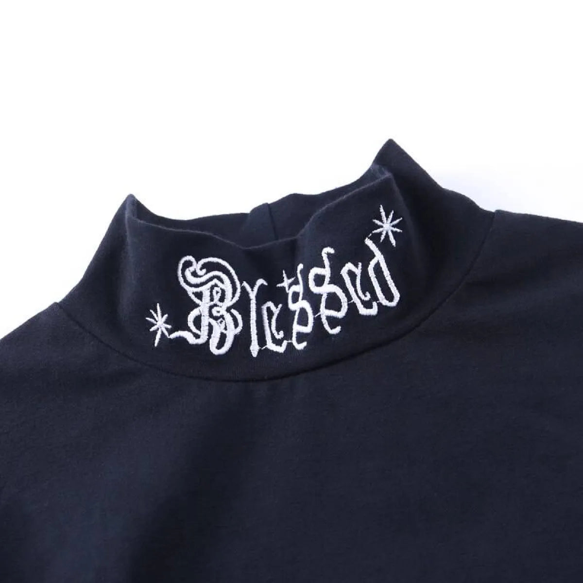 Blessed Gothic Turtleneck Crop Top