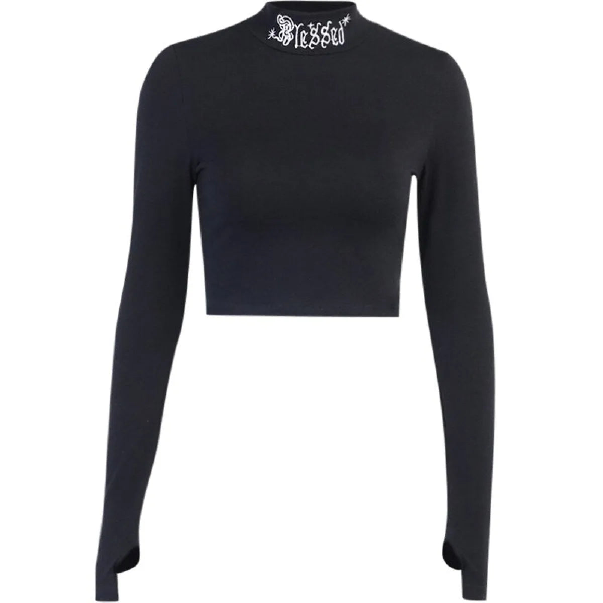 Blessed Gothic Turtleneck Crop Top