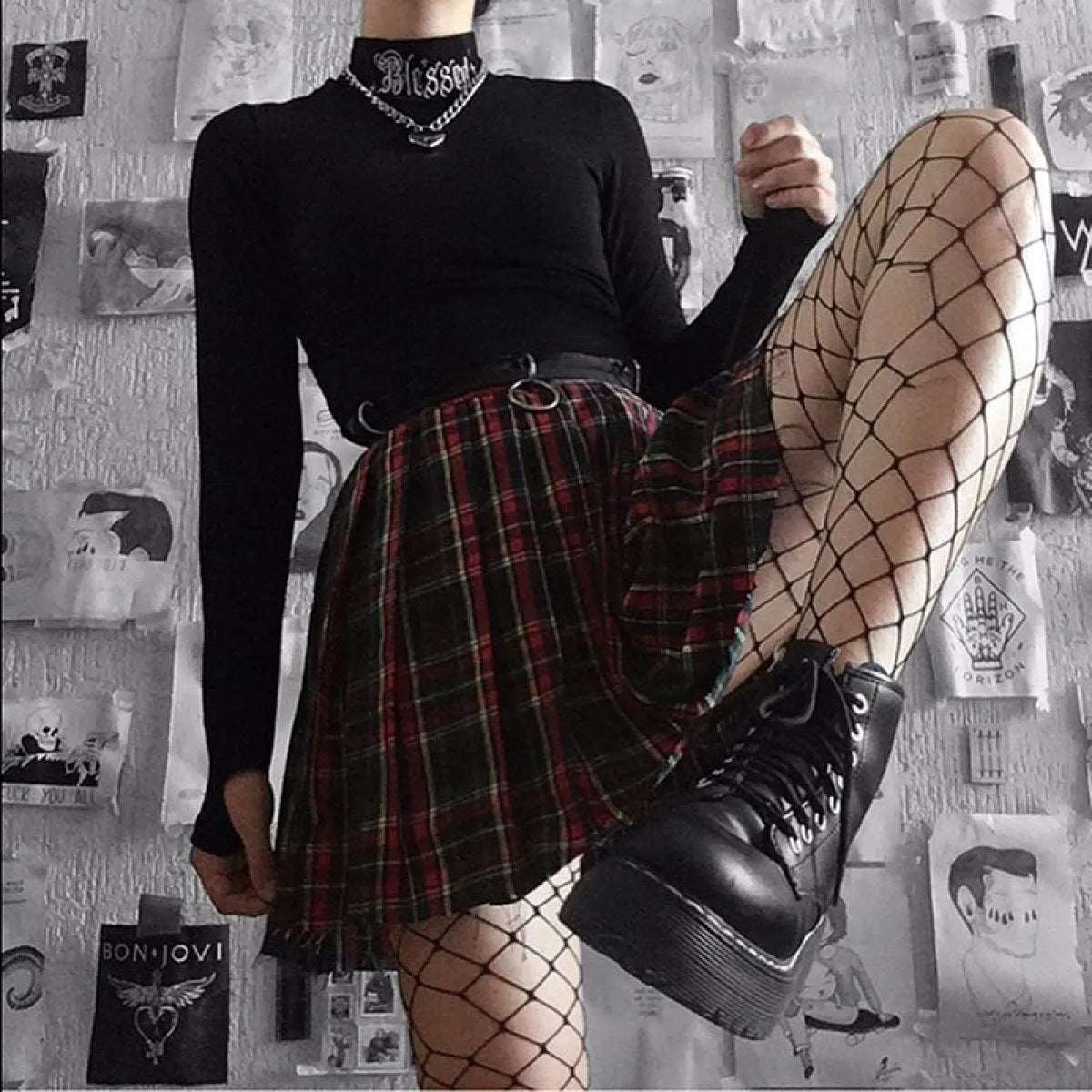 Blessed Gothic Turtleneck Crop Top