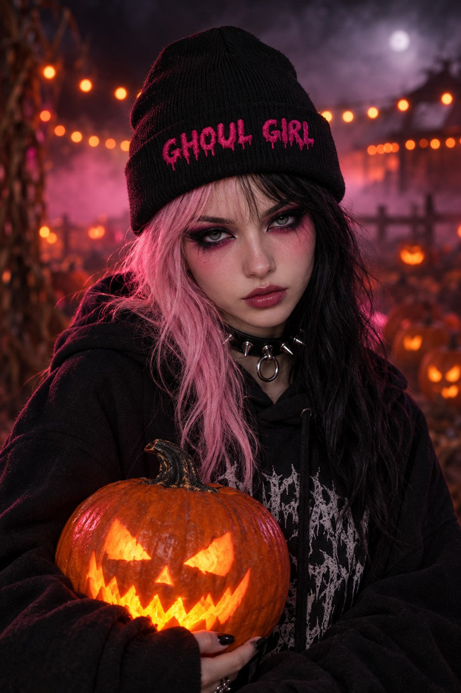 Model wearing the Ghoul Girl Cuffed Beanie