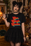 Model wearing the Goth Parody Rainbow Graphic Tee