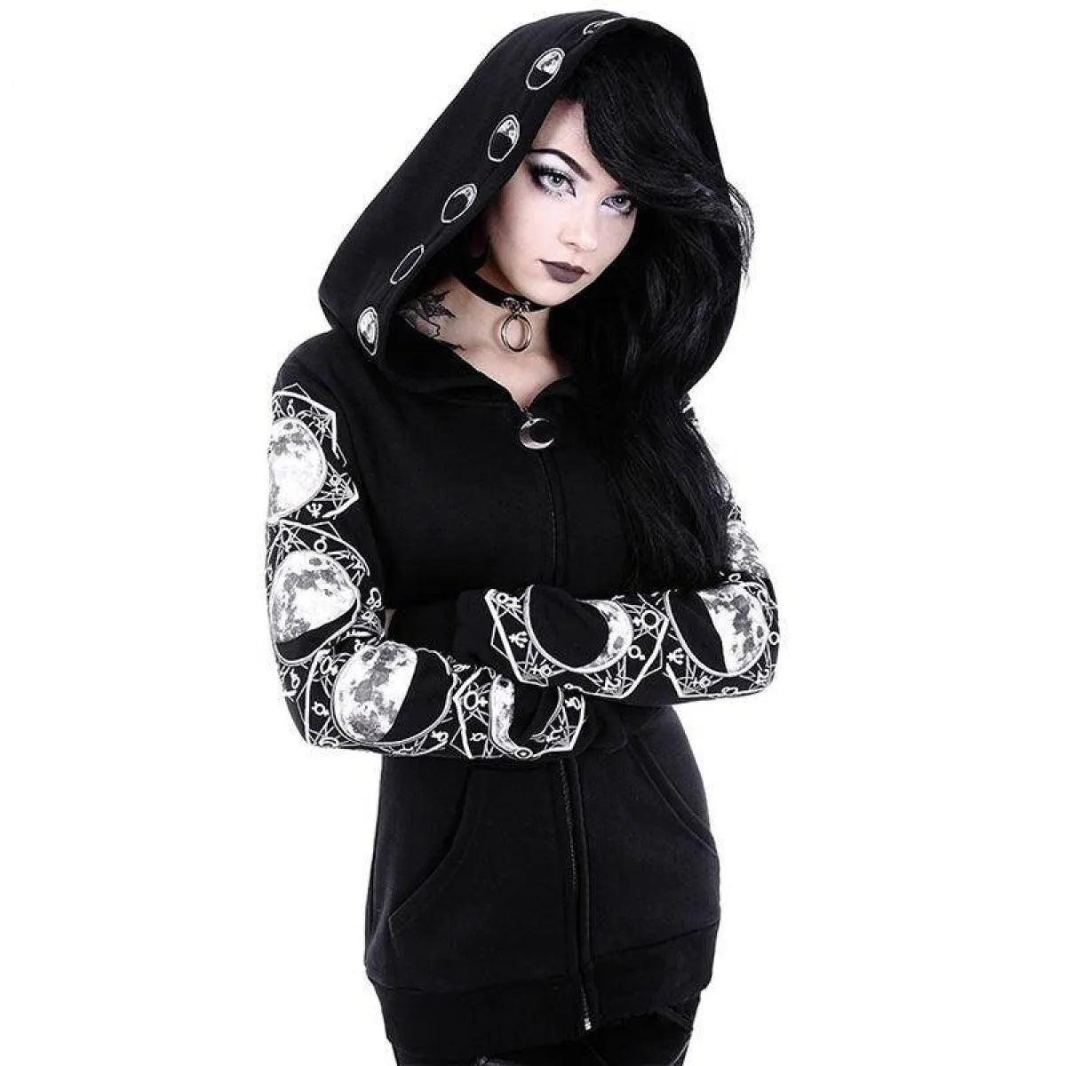 Lunar Phases Goth Hoodie