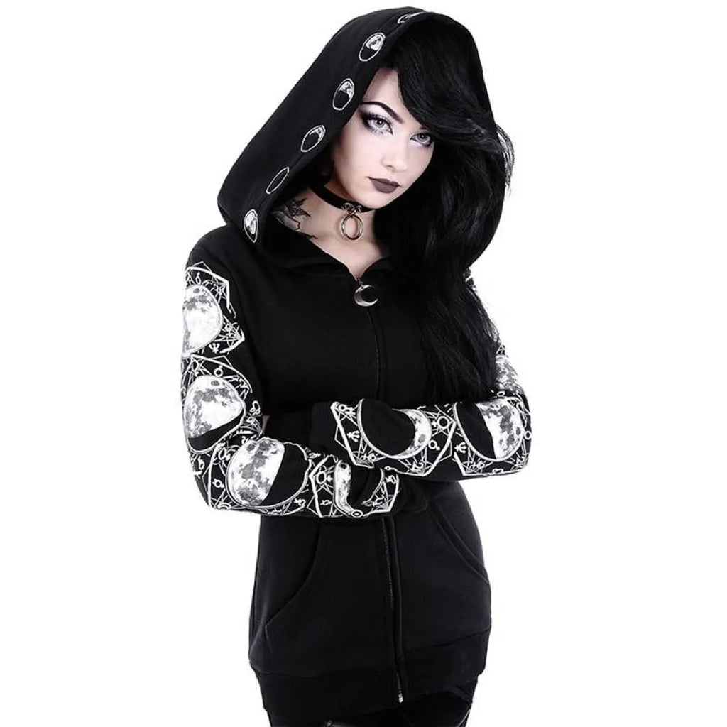 Lunar Phases Goth Hoodie