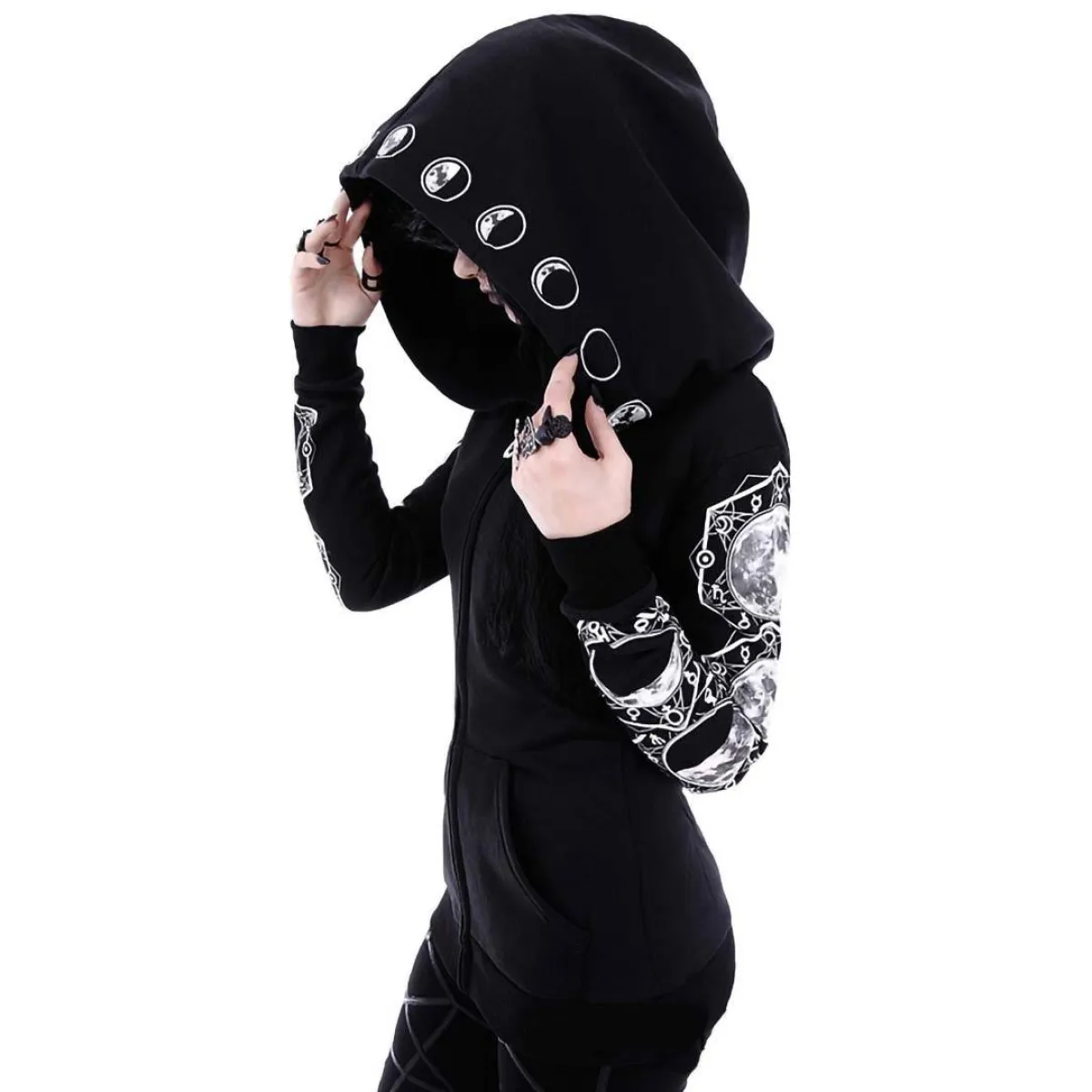 Lunar Phases Goth Hoodie