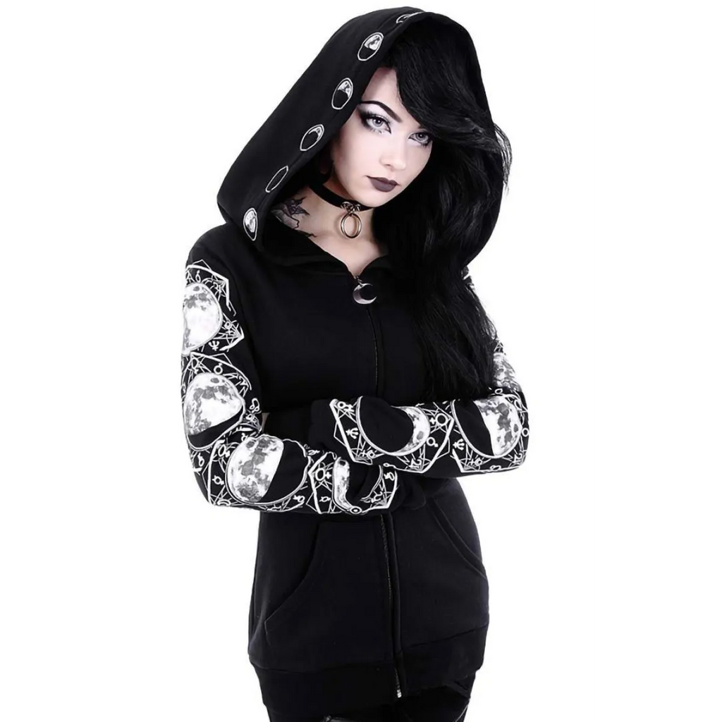 Lunar Phases Goth Hoodie
